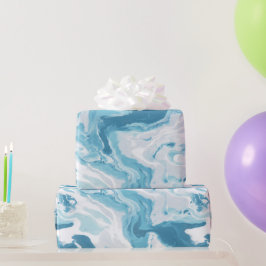 Flüssig Ozean Aqua Blau Drift Weiß abstraktes Must Geschenkpapier