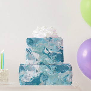 Flüssig Ozean Aqua Blau Drift Weiß abstraktes Must Geschenkpapier
