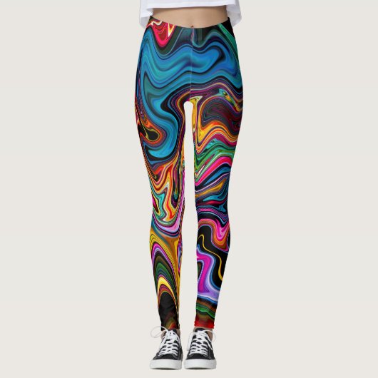 Flüssige abstrakte Marmorierungleggins Leggings (Vorderseite)