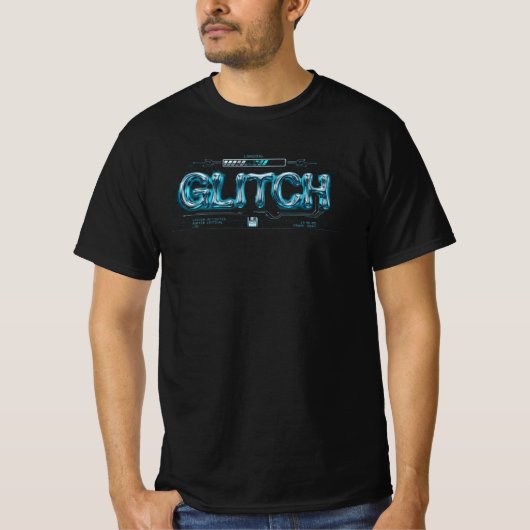 Flüssige Chrome-Typografie T-Shirt (Vorderseite)