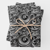 Flüssige Elegance - metallisches schwarzes Flüssig Geschenkpapier Set (Beispiel)