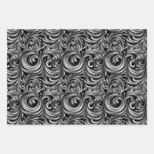 Flüssige Elegance - metallisches schwarzes Flüssig Geschenkpapier Set (Vorderseite)