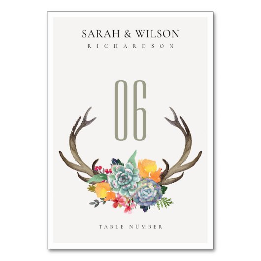 FLÜSSIGE ERFOLGREICHE ANTLER BOHEMISCHE ALLTISCH TISCHNUMMER (Rückseite)