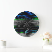 Flüssige Erschütterungs-Delphin-Neon-Wanduhr Große Wanduhr (Zuhause)