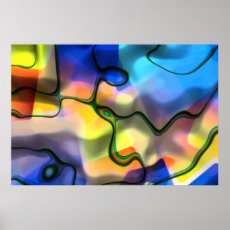 Flüssige Formen - farbenfrohe abstrakte Kunst Poster