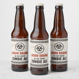 Flüssige Gehirne Zombie-Etiketten für Halloween Bierflaschenetikett
