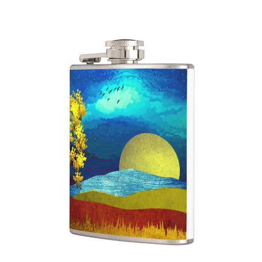 Flüssige Himmelslandschaft Flachmann (Links)