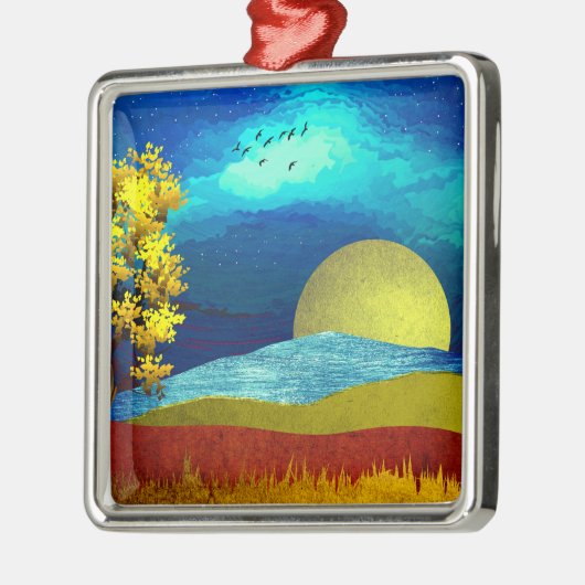 Flüssige Himmelslandschaft Ornament Aus Metall (Links)