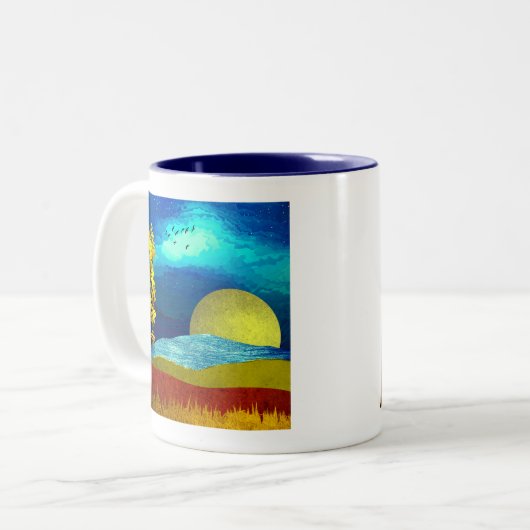 Flüssige Himmelslandschaft Zweifarbige Tasse (Vorderseite Links)