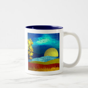 Flüssige Himmelslandschaft Zweifarbige Tasse
