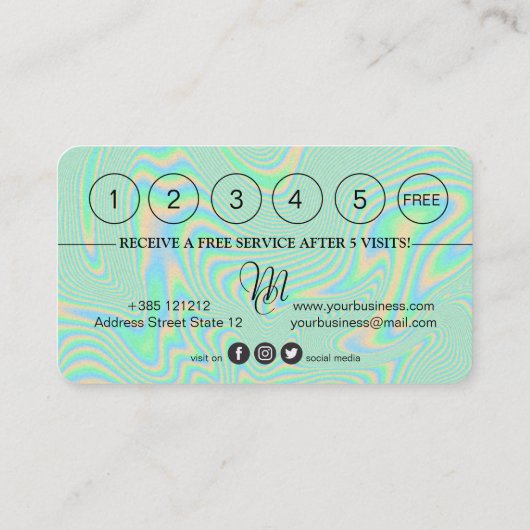 Flüssige Imitate Grüne Holographische Textur Treuekarte (Rückseite)