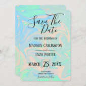 Flüssige Imitate holografische irisierende Textur Einladung (Vorne/Hinten)