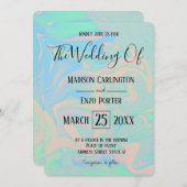 Flüssige Imitate holografische irisierende Textur Einladung (Vorne/Hinten)