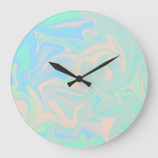 Flüssige Imitate holografische irisierende Textur Große Wanduhr (Vorderseite)