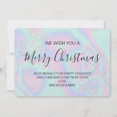 Flüssige Imitate Holografische Textur Schneeflocke Feiertagskarte (Vorderseite)