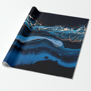 Flüssige Kunst. Flüssiges Metallgold in abstraktem Geschenkpapier