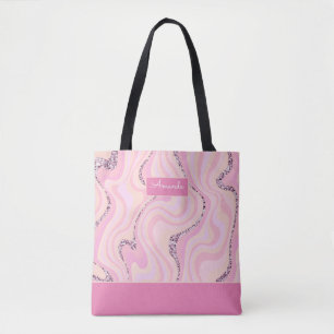 Flüssige Marmorstruktur mit Glitzer-Tote-Tasche Tasche