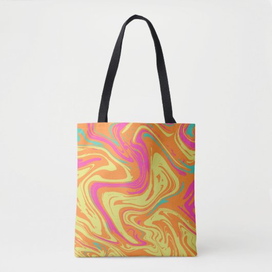 Flüssige Pattern gelb rosa Tote Bag Tasche (Vorderseite)