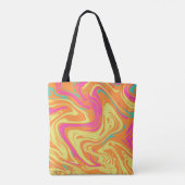 Flüssige Pattern gelb rosa Tote Bag Tasche (Rückseite)