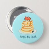 Flüssige Pfannkuchen mit Ahornsirup, Obst und Crem Button (Vorne & Hinten)