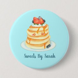 Flüssige Pfannkuchen mit Ahornsirup, Obst und Crem Button