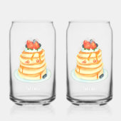 Flüssige Pfannkuchen mit Ahornsirup, Obst und Crem Dosenglas (Rückseite)