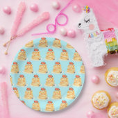 Flüssige Pfannkuchen mit Ahornsirup, Obst und Crem Pappteller (Party)