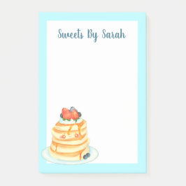 Flüssige Pfannkuchen mit Ahornsirup, Obst und Crem Post-it Klebezettel