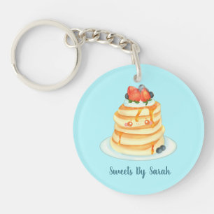 Flüssige Pfannkuchen mit Ahornsirup, Obst und Crem Schlüsselanhänger