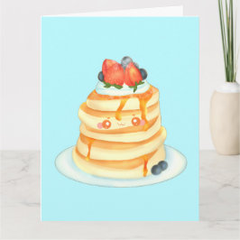 Flüssige Pfannkuchen mit Ahornsirup und Creme Karte