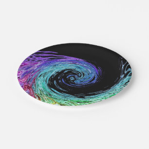 Flüssige Rainbow-Wave-Papierplatten Pappteller
