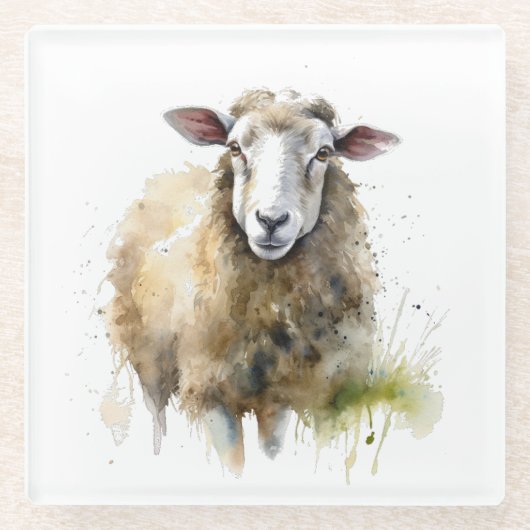 Flüssige Schafe in Weiden Glasuntersetzer (Vorderseite)