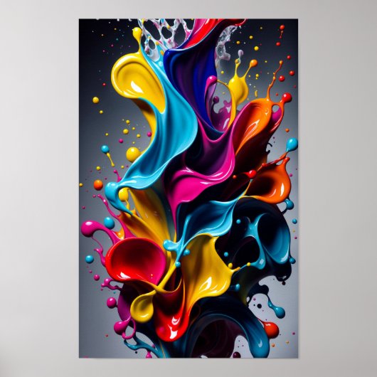 Flüssige Spritzfarben Poster (Vorne)