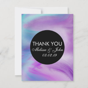 Flüssige Tinte Farbige Lila Marmor Wirbel Danke  RSVP Karte