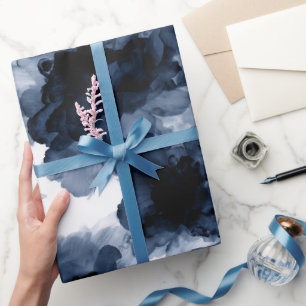 Flüssige Tinte Schwarzes Indigo-Spritzer abstrakte Geschenkpapier