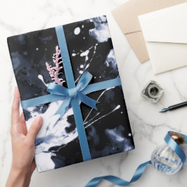 Flüssige Tinte Schwarzes Indigo-Spritzer-Abstraktm Geschenkpapier