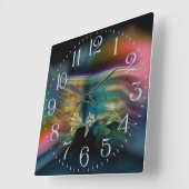 Flüssige Vibrationen Funky Fish Wall Clock Quadratische Wanduhr (Winkel)