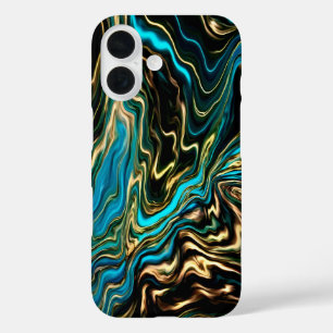 Flüssige Wirbel Black Turquoise iPhone Case