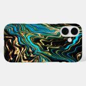 Flüssige Wirbel Black Turquoise iPhone Case (Rückseite (Horizontal))
