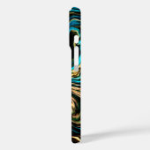Flüssige Wirbel Black Turquoise iPhone Case (Rückseite / Links)