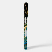 Flüssige Wirbel Black Turquoise iPhone Case (Rückseite / Rechts)