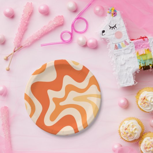 Flüssige Wirbelsäule Retro Vibe Mandarine Orange T Pappteller (Party)