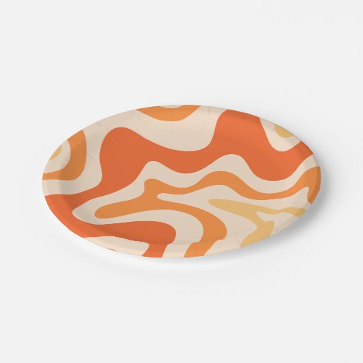 Flüssige Wirbelsäule Retro Vibe Mandarine Orange T Pappteller (Schrägansicht)
