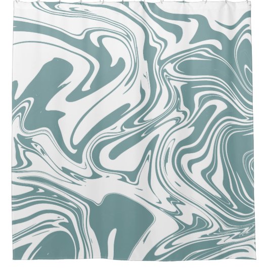 Flüssige zeitgenössische graue Baby Blue Marble Wi Duschvorhang (Vorderseite)
