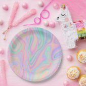 Flüssiger bunter abstrakter Regenbogen Pappteller (Party)