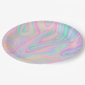 Flüssiger bunter abstrakter Regenbogen Pappteller (Schrägansicht)