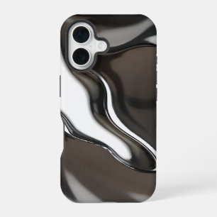 Flüssiger Chrome-Fluss Abstrakte Metalloptik iPhone 16 Hülle