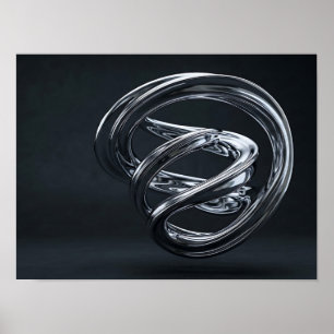 Flüssiger Chrome-Knoten Futuristische Leinwanddruc Poster