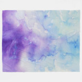 Flüssiger Farbwatercolor-blaues u. lila Spritzen Fleecedecke (Vorderseite (Horizontal))