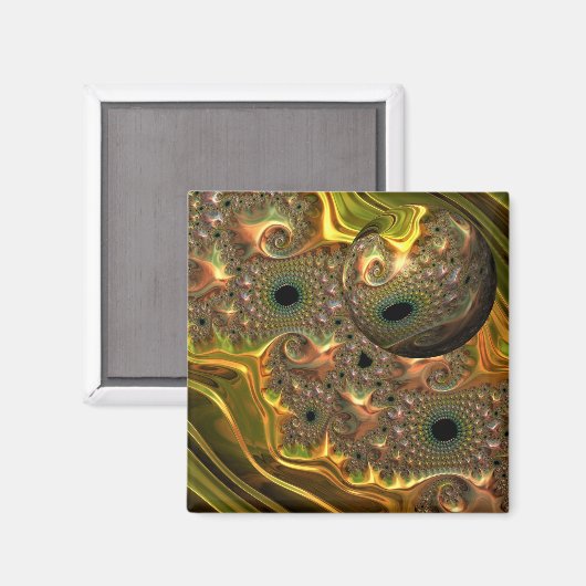 Flüssiger Gold-Fraktal-Traum Magnet (Vorderseite/Rückseite)